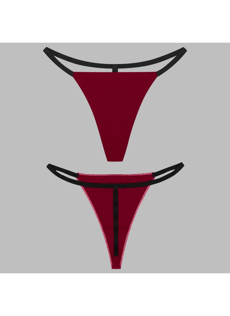 Yohannes Club - Women, 3-Piece String Set, (Brazilian, T-Thong and Thong String Set), Powder, Claret Red, Navy Blue - Image 1