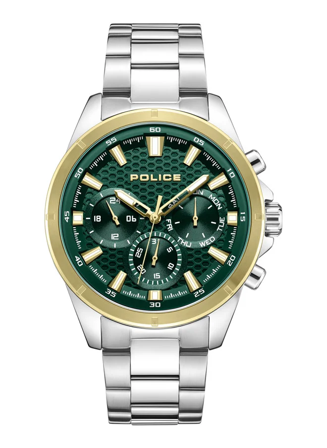 بوليس Men's Motion Men's 45mm Multifunction Watch with Dark Green Dial & 316L Stainless Steel Bracelet