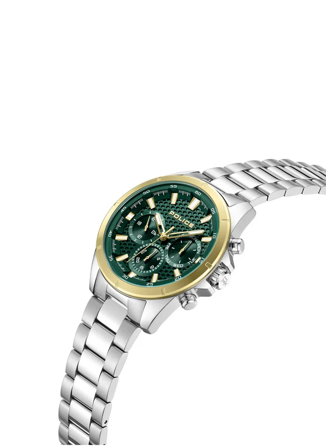 بوليس Men's Motion Men's 45mm Multifunction Watch with Dark Green Dial & 316L Stainless Steel Bracelet