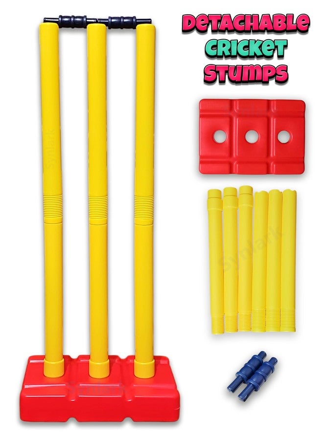 Synlark Detachable Cricket Stumps Set for Kids & Adults - Plastic Stumps with Base & Bails - Easy to Assemble, Portable, Durable - Practice & Outdoor Play - Image 1