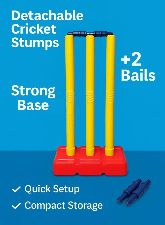 Synlark Detachable Cricket Stumps Set for Kids & Adults - Plastic Stumps with Base & Bails - Easy to Assemble, Portable, Durable - Practice & Outdoor Play - Image 3