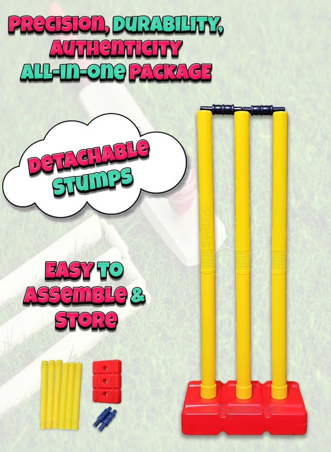 Synlark Detachable Cricket Stumps Set for Kids & Adults - Plastic Stumps with Base & Bails - Easy to Assemble, Portable, Durable - Practice & Outdoor Play - Image 4
