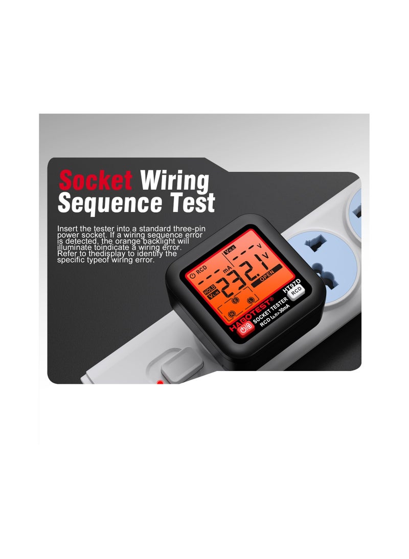 GFCI Outlet Tester with LCD Display, HABOTEST Receptacle Detector, Electric Voltage Tester for Standard 3-Wire 260V AC Voltage, Socket Checker 6 Visual Indicators/Wiring Legend for Home - Image 4