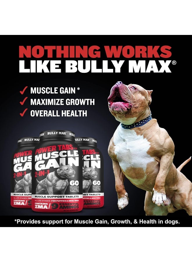 Bully Max 2-in-1 Muscle Builder Power Tabs for Puppies & Adult Dogs - Puppy & Dog Vitamins for Muscle Gain & Growth - Multivitamin Supplements for All Breeds & Ages - 30 Chewable Tablets - Image 2