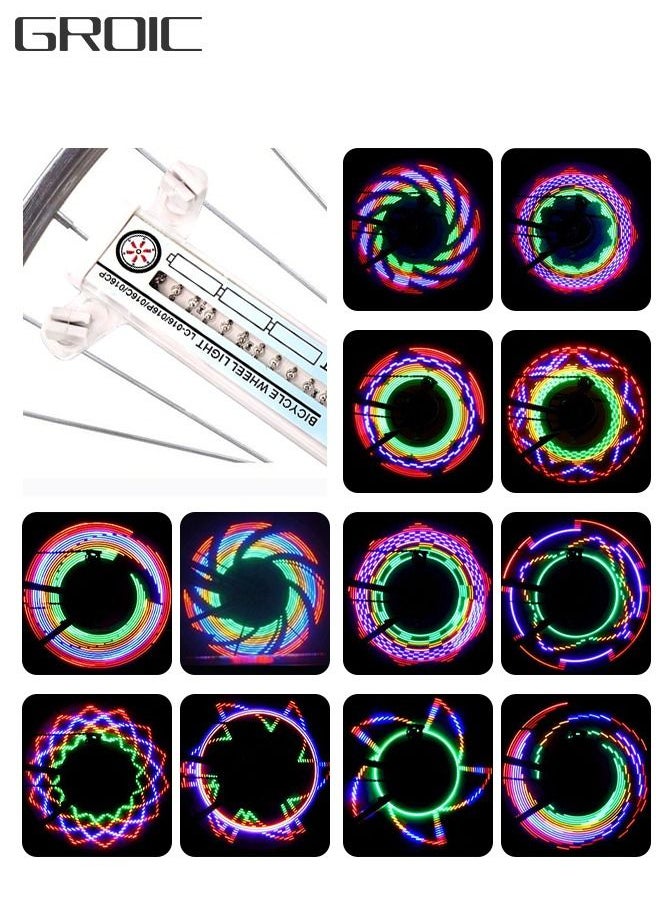 GROIC Bike Wheel Lights, LED Waterproof Bicycle Spoke Tire Light with 16-LED and 32 Different Patterns Bicycle Rim Lights for Mountain Bike/Road Bikes/Hybrid Bike/Folding Bike  - Image 1