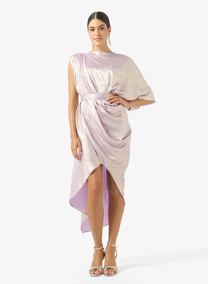 جولدن ابل One Sleeve Belted Midi Dress
