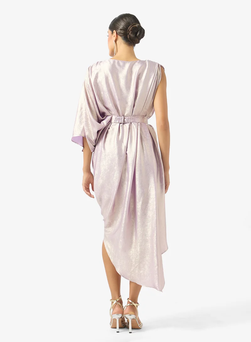 جولدن ابل One Sleeve Belted Midi Dress