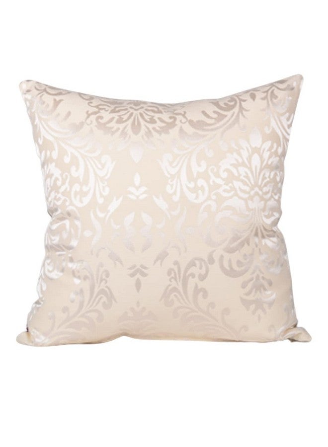 Home - The Best Is For You Designer Self Design Cotton 275 TC Cushion Covers | Pack Of 2 (16"X16", Cream_Damask) - Image 2