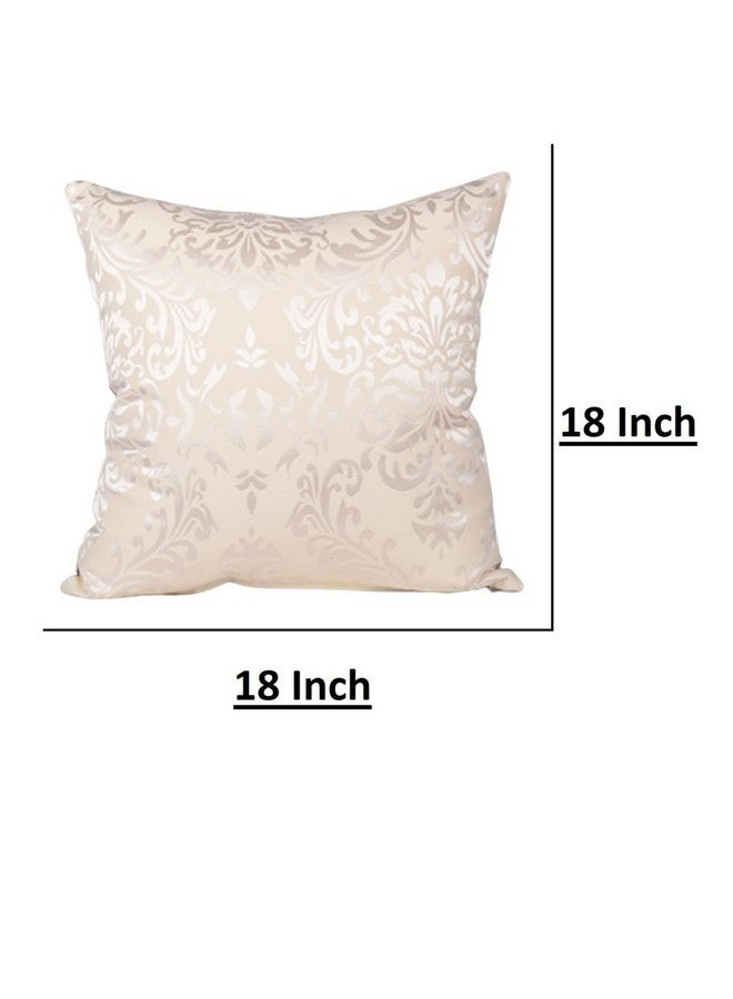 Home - The Best Is For You Designer Self Design Cotton 275 TC Cushion Covers | Pack Of 2 (16"X16", Cream_Damask) - Image 3