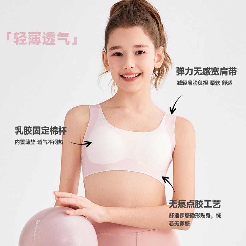 Girls Bra 3D Stereo Thin Anti-Bump Junior High School Students Development Period Intimates Seamless Breathable Girls Sports Vest - Image 3