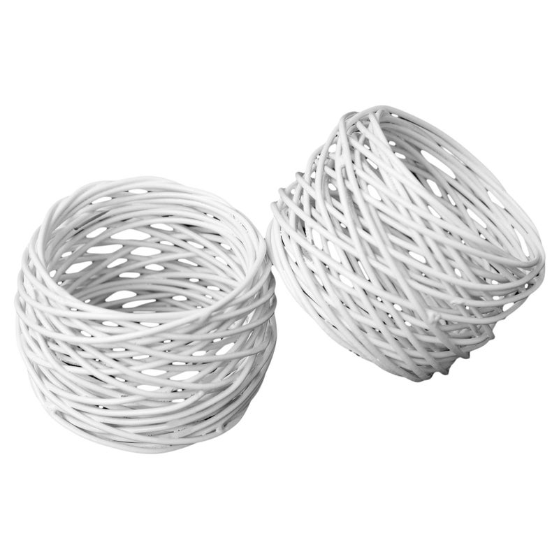 ITOS365 Handmade White Round Mesh Napkin Rings Holder for Dinning Table Parties Everyday Set of 8