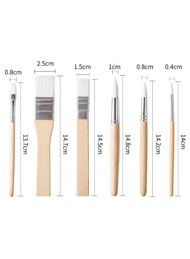 6 Pieces Wooden Paint Brush Set,Versatile Brushes for Oil, Watercolor,Rocks, Body Art, Nails, and DIY Crafts,Professional Artist Brushes Kit - Image 2