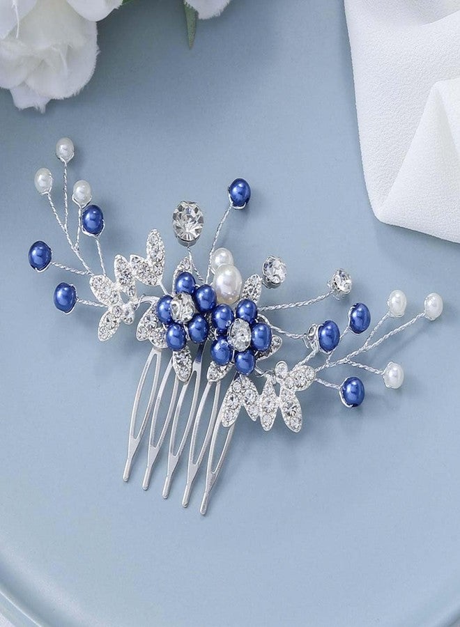 Latious Blue Wedding Hair Comb Pearl Hair Clip Bridal Hair Accessories for Women and Girls - Image 1