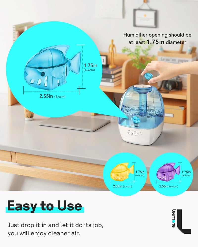 Leemone Humidifier Cleaning Fish for Humidifiers & Fish Tanks, 6 Pack Humidifier Cleaner, Purifies Water, Prevents Hard Water Build Up, Reduces Scale - Image 2