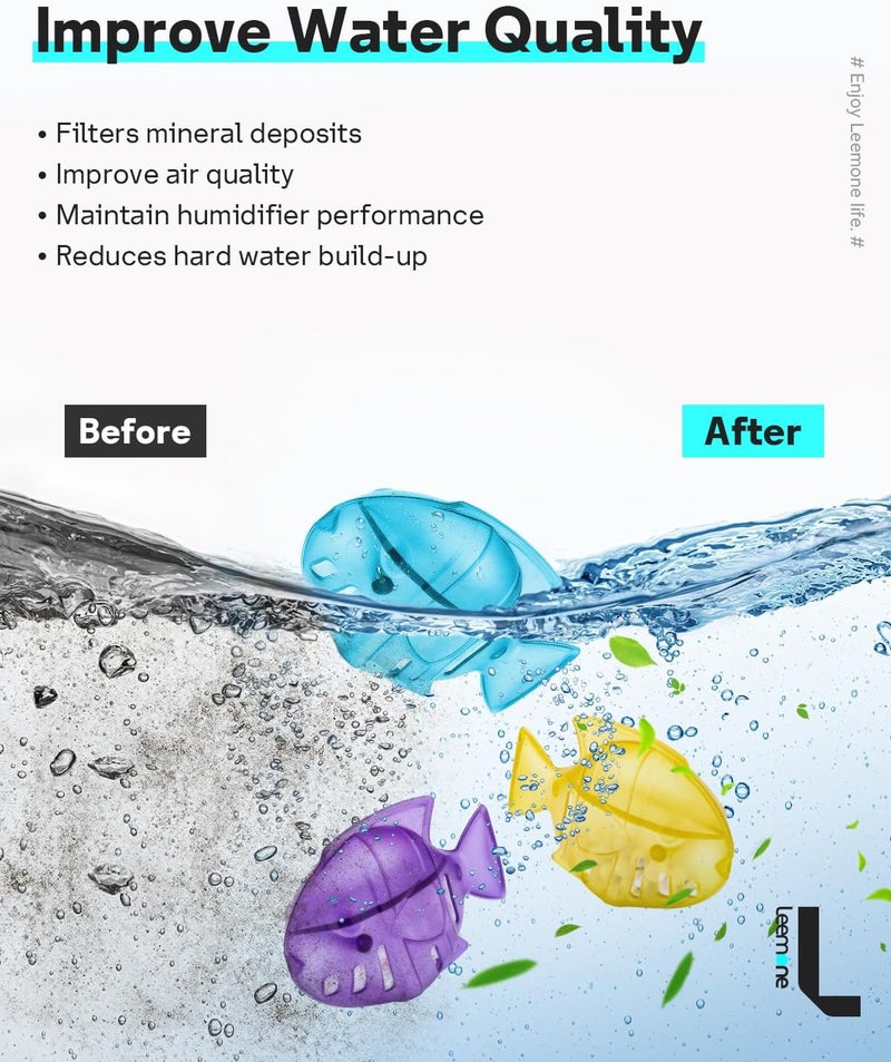 Leemone Humidifier Cleaning Fish for Humidifiers & Fish Tanks, 6 Pack Humidifier Cleaner, Purifies Water, Prevents Hard Water Build Up, Reduces Scale - Image 4