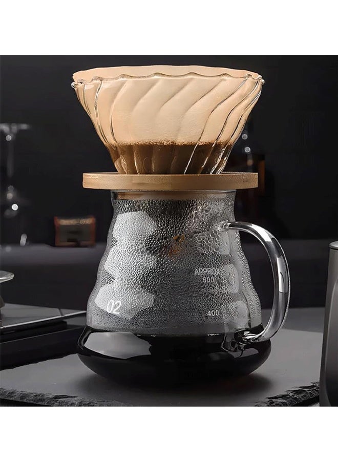 Glass Coffee Dripper/Filter - Glass Pour Over Coffee Cone with Bamboo Stand, Drip Coffee Maker Funnel Accessories for Home or Office - Image 5