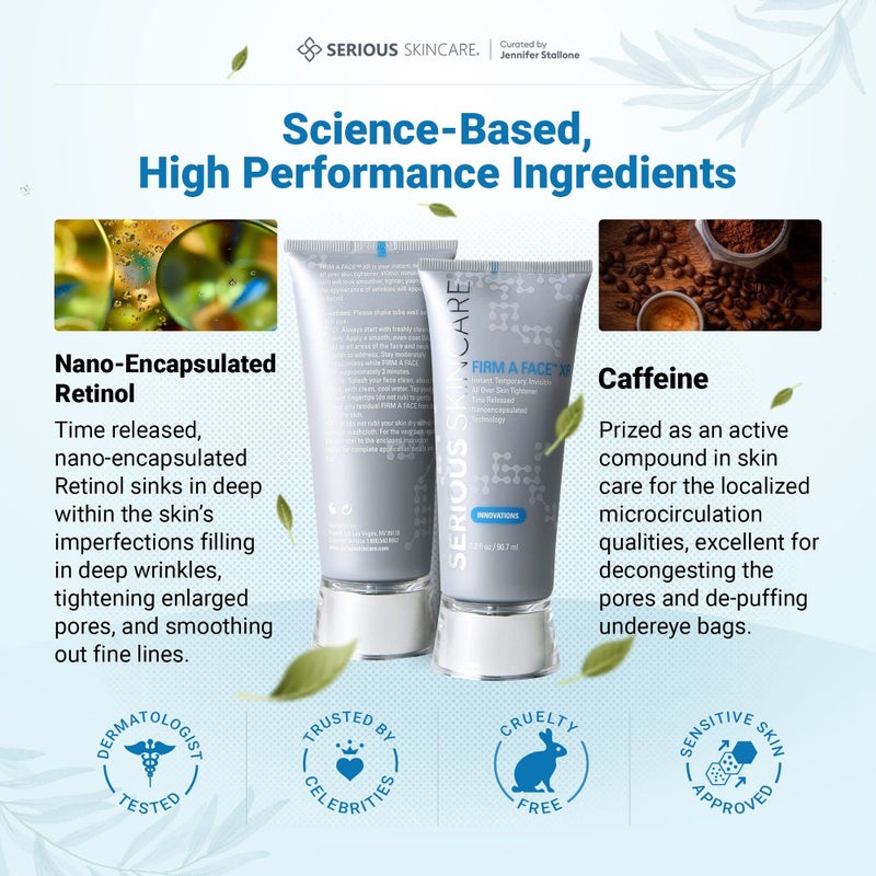 Serious Skincare - Instant FIRM A FACE XR - Temporary Face Tightener - Invisibly Firm, Lift, and Smooth the Look of Fine Lines, Deep Wrinkles and Pores - Anti-Aging Retinol - 3.2 Fl Oz (2Pack) - Image 3