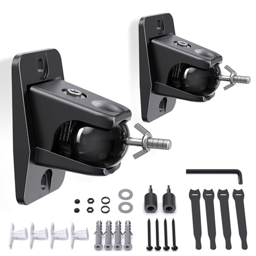 Borenbuir Surround Sound Rear Speaker Wall Mount, Ceiling Mount Bracket for Universal Satellite, fits Keyhole and Thread Hole with 1/4"- 20, 5mm & 4mm Thread, Works with Roku, Samsung q990D, Holds up to 11 lbs - Image 1