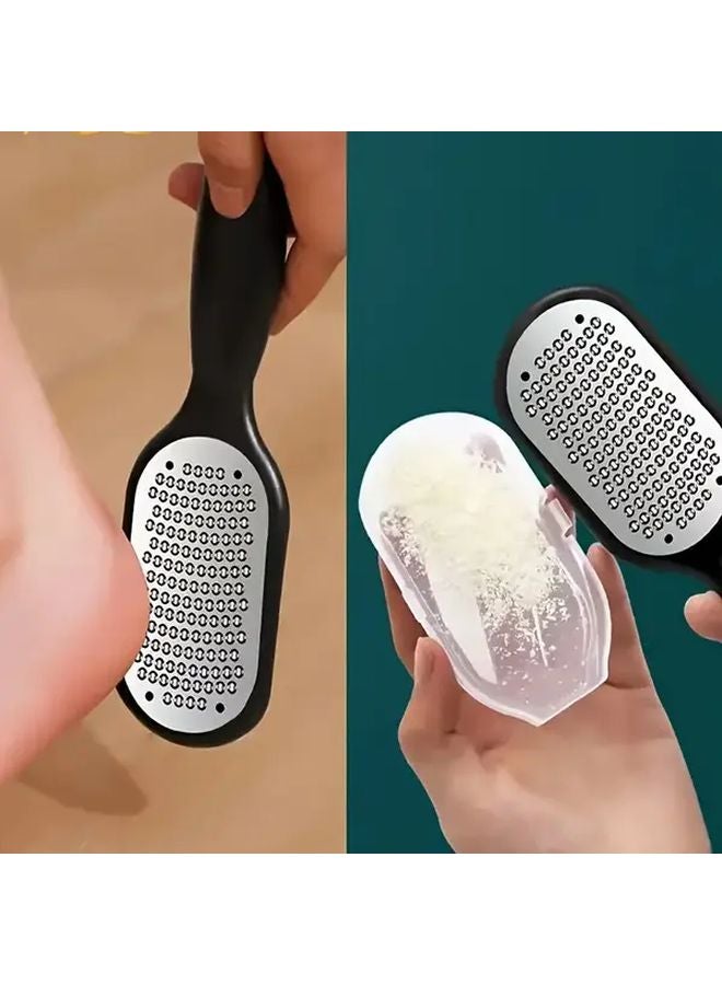 أداة إزالة الجلد الميت من القدمين من الفولاذ المقاوم للصدأ الأسود - أداة تقشير متينة بمقبض مريح - Image 3