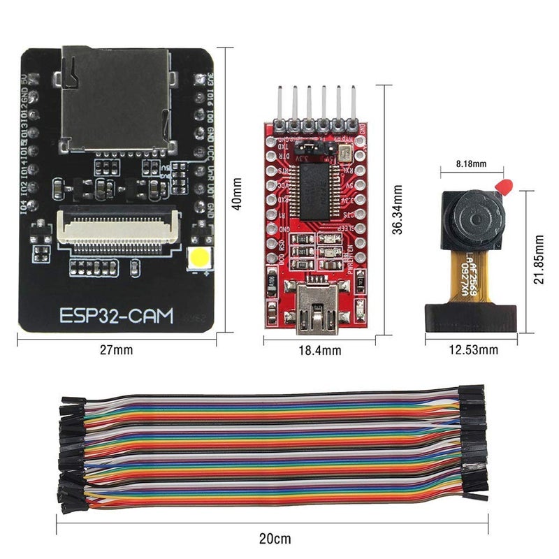 REES52 ESP32-CAM Camera WiFi + Bluetooth Module 4M PSRAM Dual-core 32-bit CPU Development Board with OV2640 2MP Camera Module + FT232RL FTDI USB to TTL Serial Converter + 40 pin Jumper Wire - Image 5