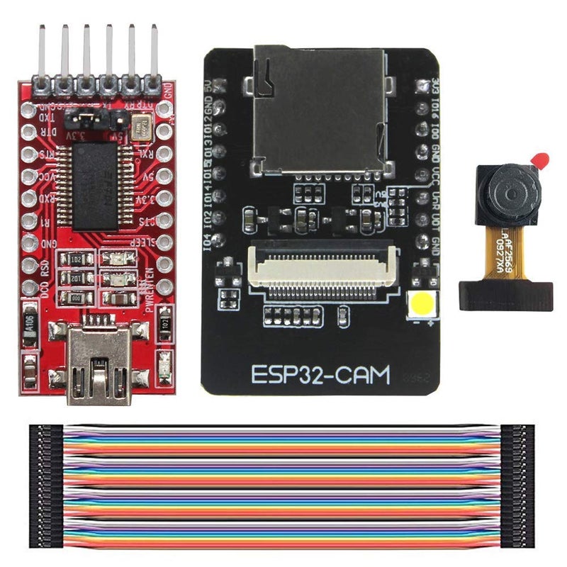 REES52 ESP32-CAM Camera WiFi + Bluetooth Module 4M PSRAM Dual-core 32-bit CPU Development Board with OV2640 2MP Camera Module + FT232RL FTDI USB to TTL Serial Converter + 40 pin Jumper Wire - Image 1