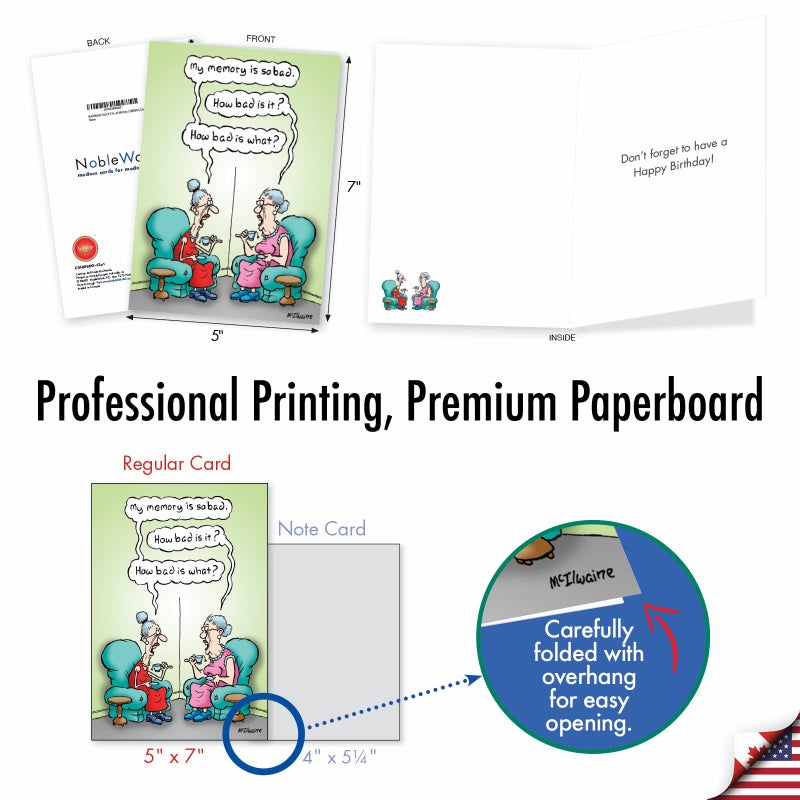 NobleWorks Pack of 3 Hilarious Birthday Greeting Cards with Envelopes (1 Designs, 3 Each) Bad Memory C3680BDG-C3x1 - Image 3