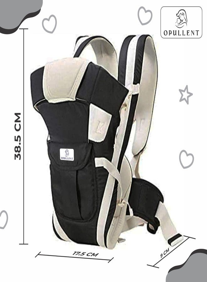 Opullent baby carrier for 0 to 3 year Polyester, Front Carrying Position with Padded Straps Comfort Design Newborn Kids Adjustable Hands-Free 4-In-1 Comfortable Head Support & Buckle For 0-18 Months Baby (Black-Pack Of One) - Image 3