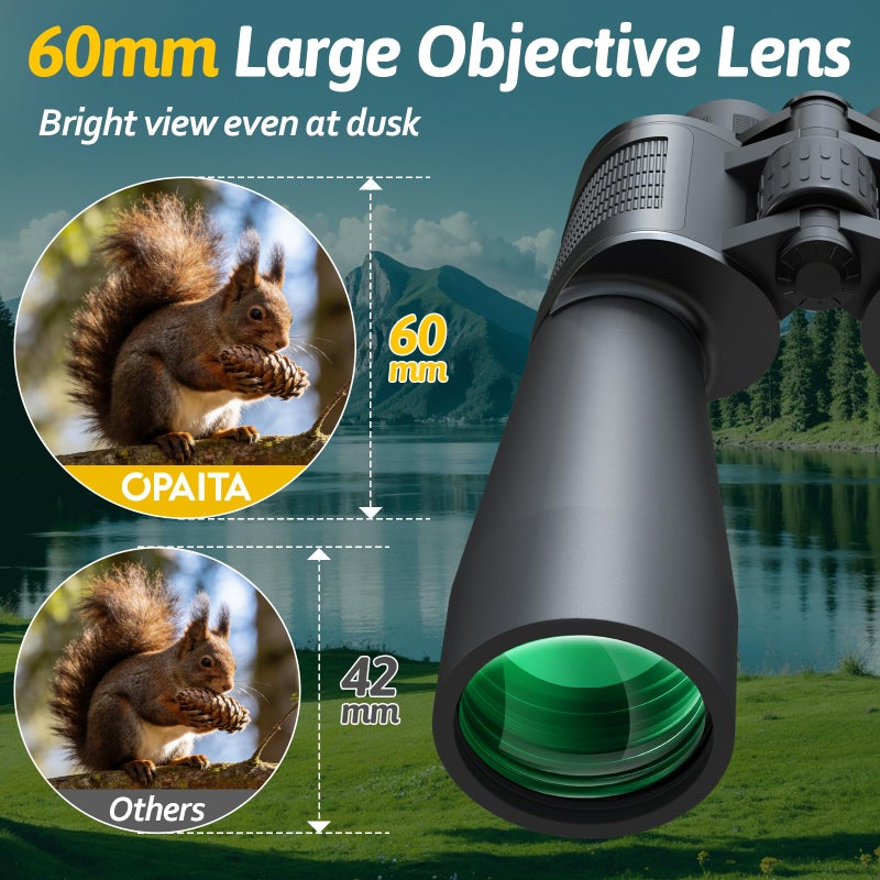 opaita 20x60 Binoculars for Adults High Powered - OPAITA HD Binoculars with BAK4 Prism & FMC Lens for Clear Low Light Vision - Large View Binoculars for Bird Watching Hunting Cruise Camping Travel Stargazing - Image 4