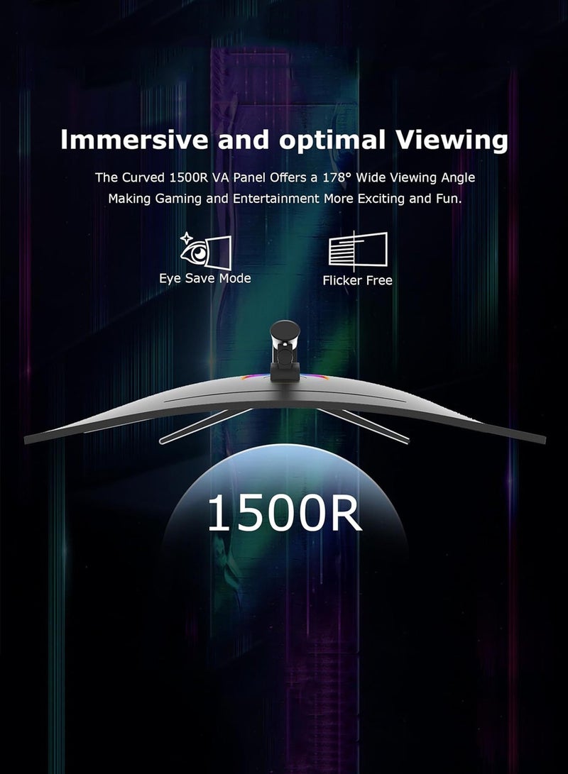 HILUKE 34 inch,3440 x 1440 Ultrawide Curved Gaming Monitor,165Hz UWQHD,1500R PC Screen,Curved Computer Screen with FreeSync, Adjustable Tilt  - Image 5