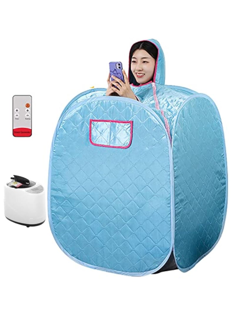 Arabest Portable Steam Sauna Private Room Sauna Tent Personal Folding Home Spa with Timer Remote Control 2L Steam Pot Carrying Bag for Detox Relaxation (Blue) - Image 1