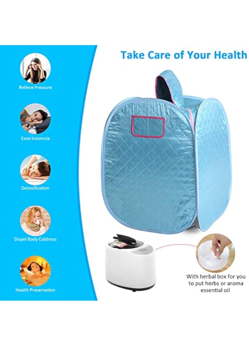 Arabest Portable Steam Sauna Private Room Sauna Tent Personal Folding Home Spa with Timer Remote Control 2L Steam Pot Carrying Bag for Detox Relaxation (Blue) - Image 2
