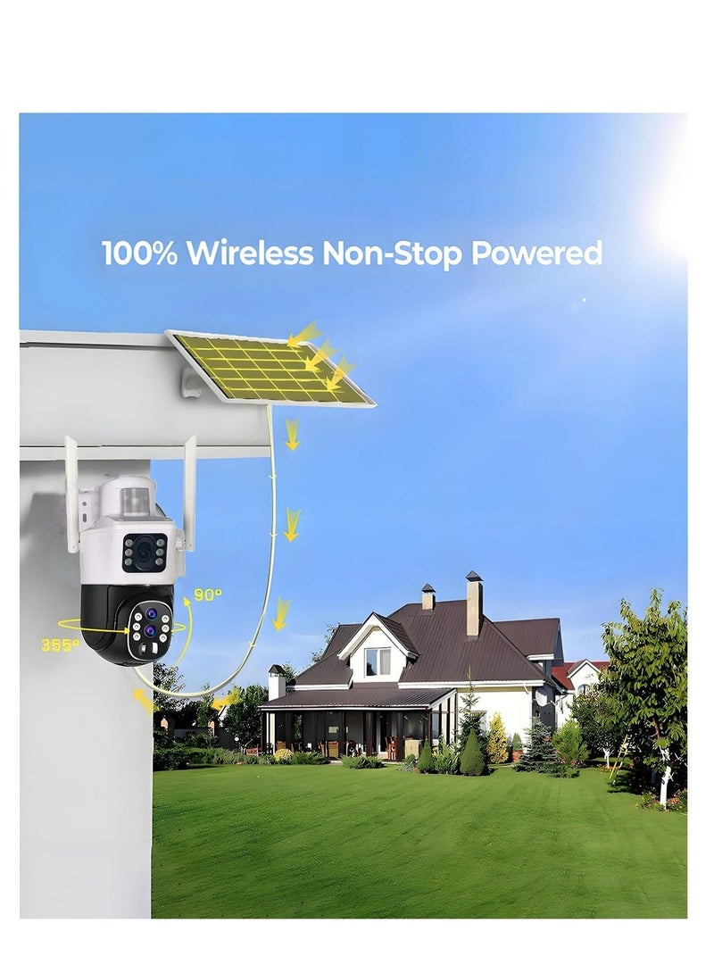Generic 4K 8MP Solar Camera 4G Sim PTZ Cameras Outdoor Dual Lens IP Camara Solar Panel CCTV Security Built in Battery PIR Cam (With 64GB SD Card)  - Image 4