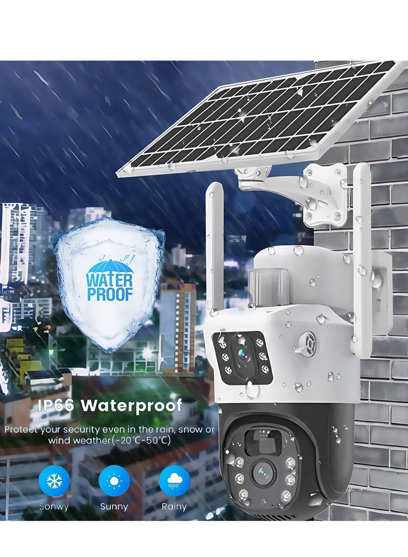 Generic 4K 8MP Solar Camera 4G Sim PTZ Cameras Outdoor Dual Lens IP Camara Solar Panel CCTV Security Built in Battery PIR Cam (With 64GB SD Card)  - Image 3