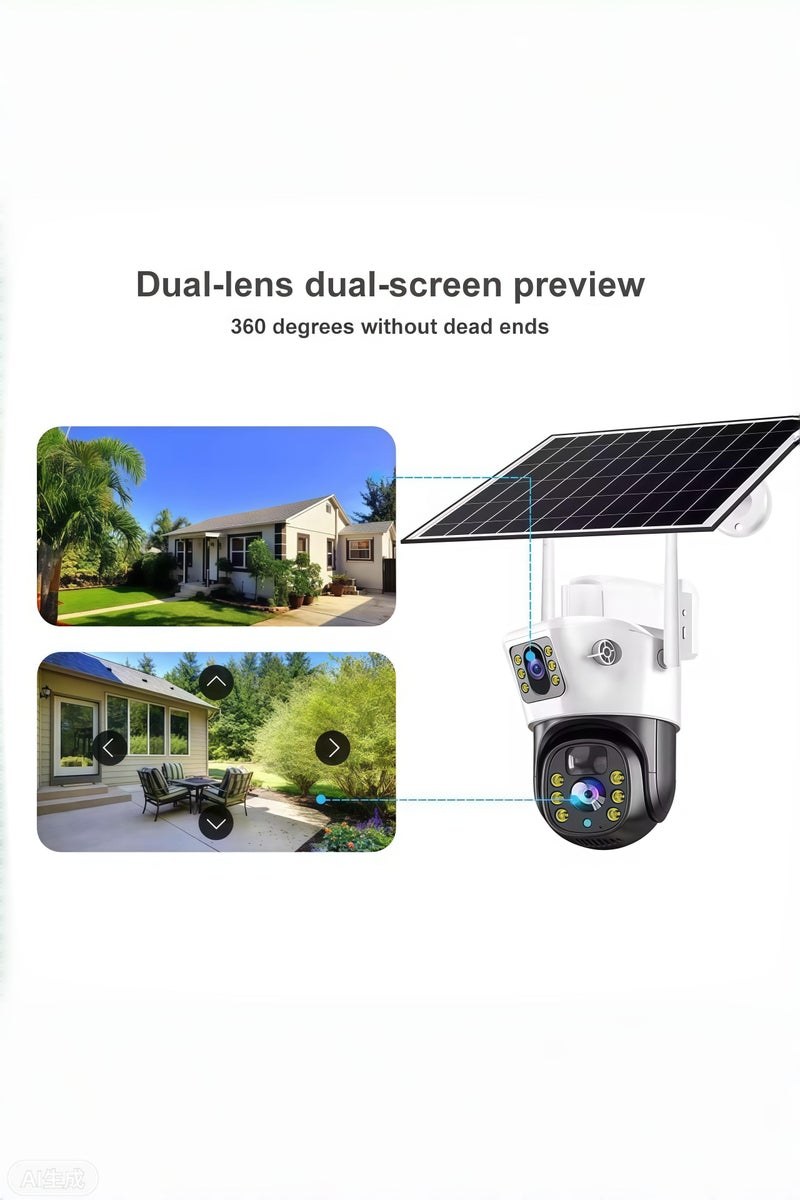 Generic 4K 8MP Solar Camera 4G Sim PTZ Cameras Outdoor Dual Lens IP Camara Solar Panel CCTV Security Built in Battery PIR Cam (With 64GB SD Card) - Image 4