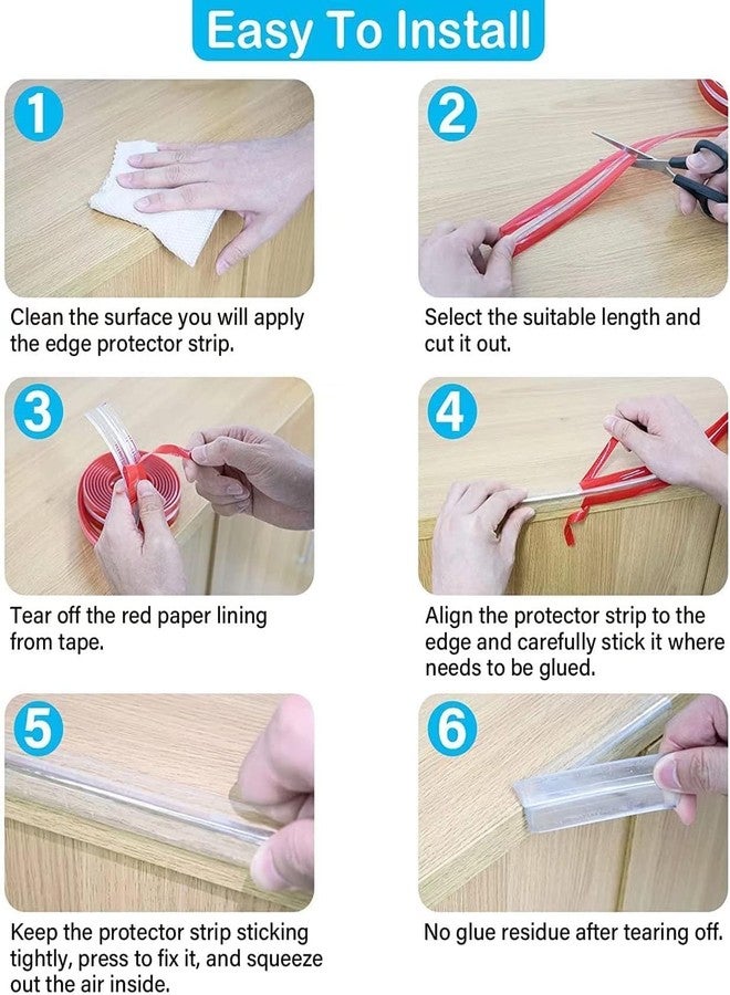 KPS شريط حماية حواف سيليكون من KPS | لاصق مسبق التثبيت لحماية الزوايا الحادة للأطفال | للأثاث/المكاتب/الطاولات/الخزائن/المصدات/أدراج السلالم (عبوة من قطعة واحدة) (3 أمتار) - Image 4