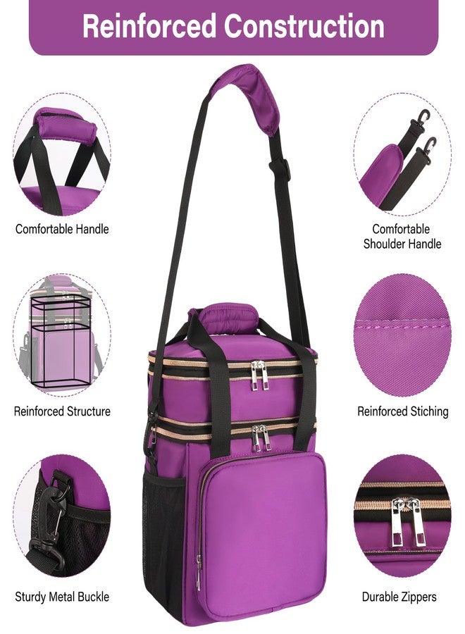 GLENKEY Expandable Insulated Lunch Box, Double Deck Lightweight Large Lunch Bag Tote Leakproof Cooler Bags for Women Adults Work Outdoor Picnic Daytrip, Purple, 16L - Image 4