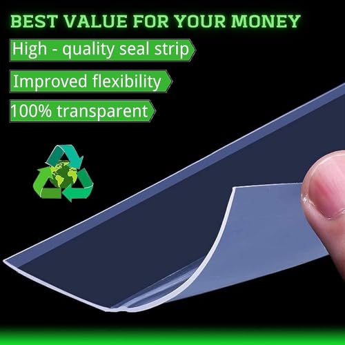 wigtda Weather Stripping Door Seal – 33ft Extra-Wide Silicone, Strong Adhesive, Seals Large Gaps for Maximum Winter Cold Protection and Weatherproofing, 1.8in Transparent - Image 4