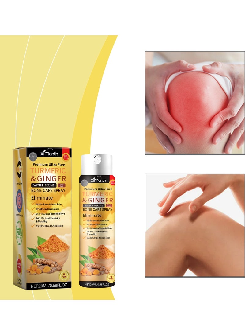 Ximonth Premium Ultra Pure Turmeric Ginger Bone Care Spray with Piperine, 20ml, Compact Topical Spray Bottle, Easy Application, Convenient Daily Care Solution for Home, Office and Travel - Image 1
