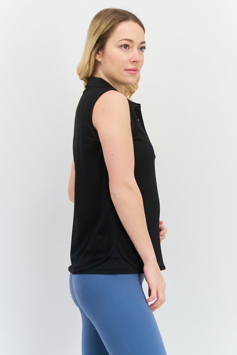 Adidas Women Sportswear Fit Sleeveless Training Polo Shirt, Black  - Image 2