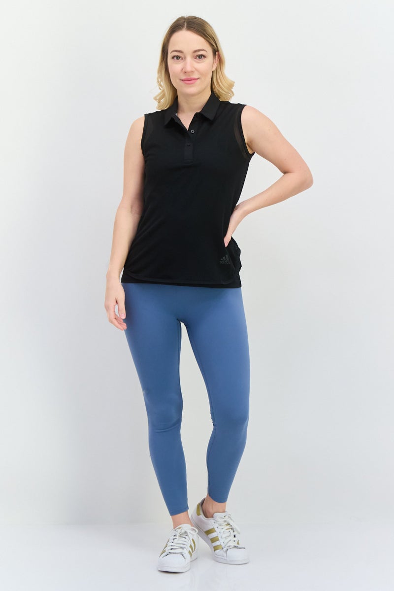 Adidas Women Sportswear Fit Sleeveless Training Polo Shirt, Black  - Image 4