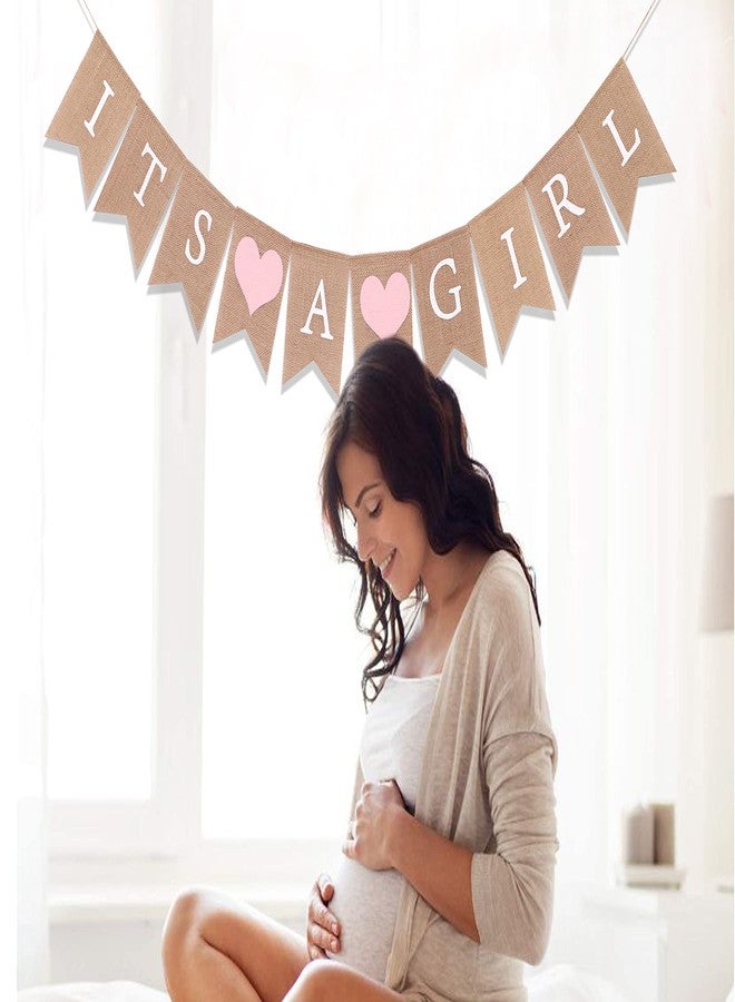 WAWOO Burlap Banner for Baby Girl Shower - Its A Girl Decorations, Best Birthday Party Supplies - Image 2