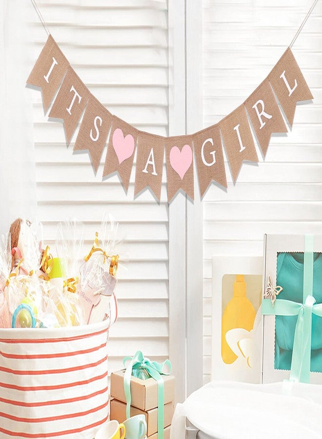 WAWOO Burlap Banner for Baby Girl Shower - Its A Girl Decorations, Best Birthday Party Supplies - Image 5
