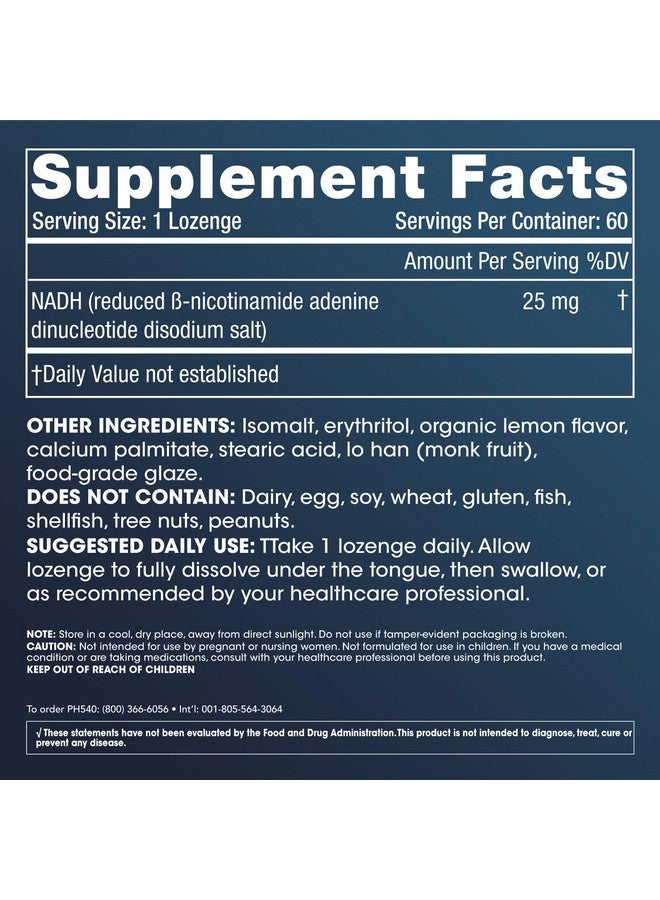 ProHealth NADH Pro - Boost NAD (25 mg, 60 Fast-Acting lozenges) Boost Energy, Memory and Focus | Mood Support | Antioxidant | ATP Production - Image 2