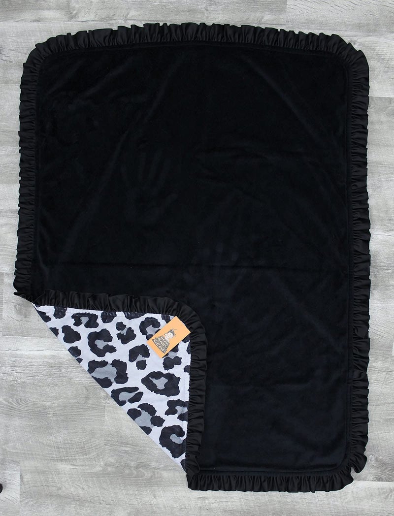 Dear Baby Gear - Reversible Baby Blankets - Soft Nursery Blanket for Newborn - Toddler Blankey - Throw Blanket for Boys & Girls - Infant Blankets - 43x33 (Black and Gray Leopard w/Ruffles) - Image 5