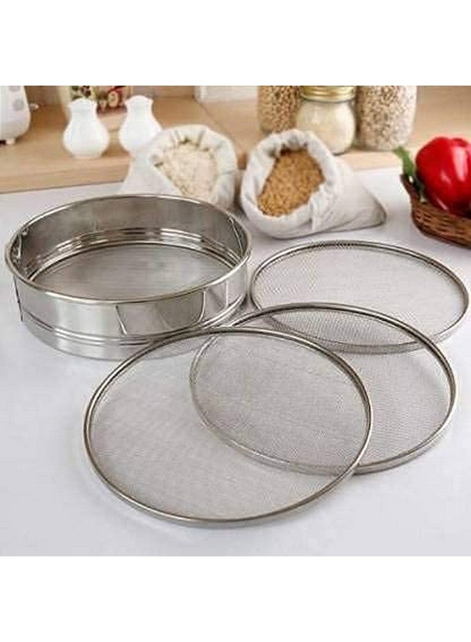 XTEND Xtend Smart Stainless Steel 4 in 1 Interchangeable sieves for Wheat Rice Atta Maida Sieve (Silver Pack of 5)  - Image 1