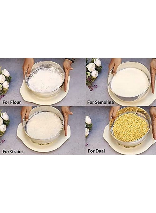 XTEND Xtend Smart Stainless Steel 4 in 1 Interchangeable sieves for Wheat Rice Atta Maida Sieve (Silver Pack of 5)  - Image 5