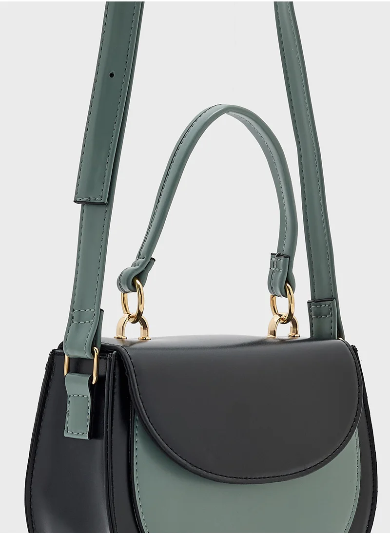 جينجر Color Block Satchel Bag
