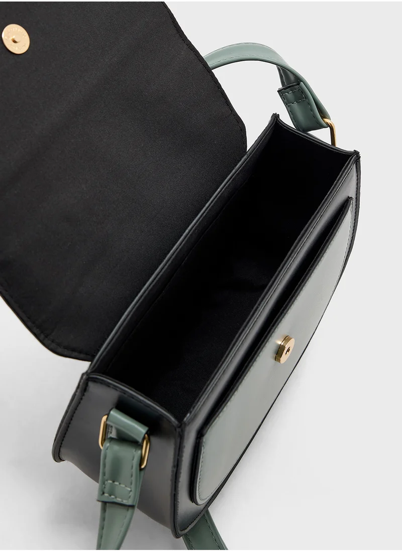 جينجر Color Block Satchel Bag