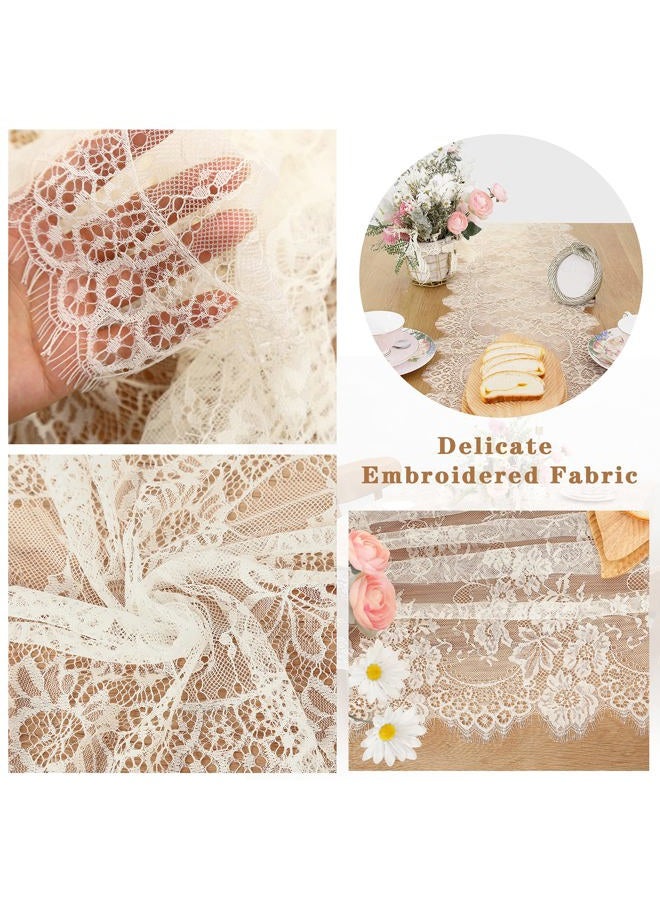LuoluoHouse Lace Table Runners Farmhouse Chic Runner 14x120 Inch Rustic Wedding Ivory Lace Fabric for Baby Shower Boho Wedding Decorations Tea Party Decor - Image 3