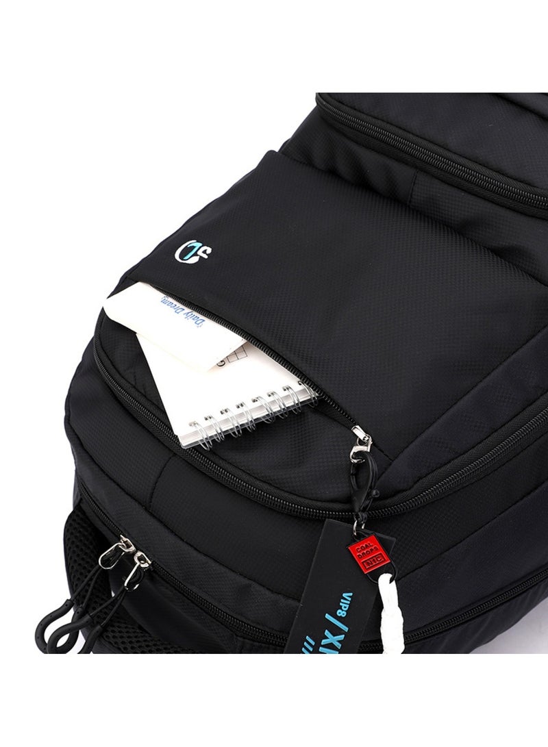 Huitich 6-Wheel Trolley School Backpack for Boys with Pull Handle Black & Blue  - Image 5